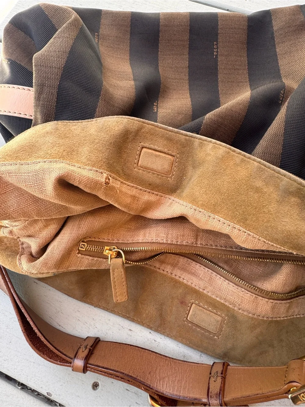 Fendi Brown and Black Striped Hobo Bag - Picture 10 of 15